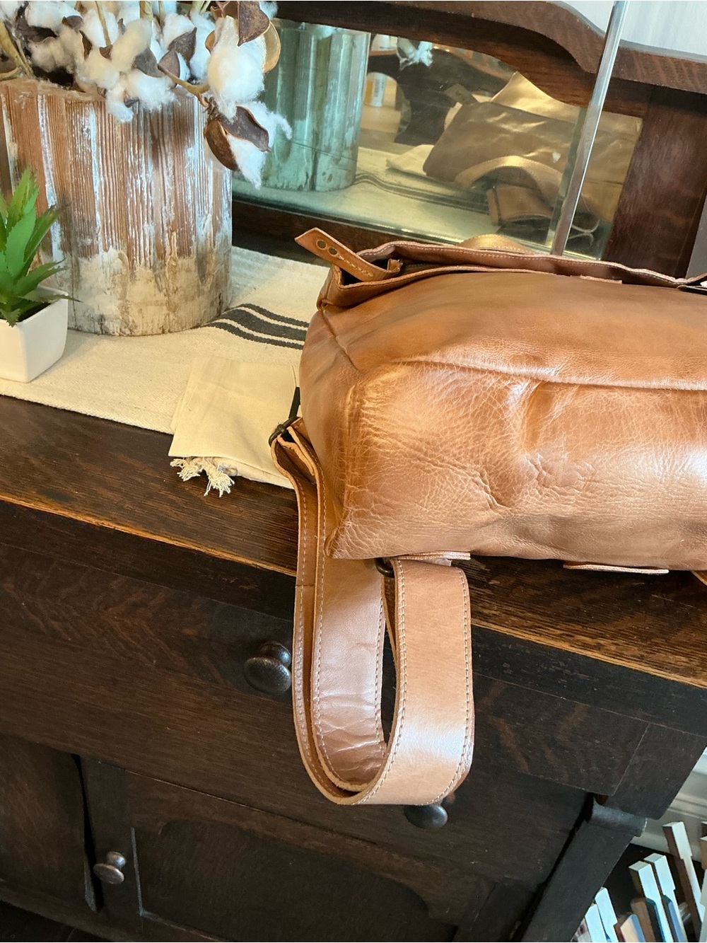 NWT Bed Stu Leather Howie Flapover Leather Backpack Tan Rustic Retail $365 - Picture 10 of 16